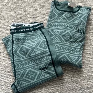 Kari Traa Green Geometric Women's Baselayer Set